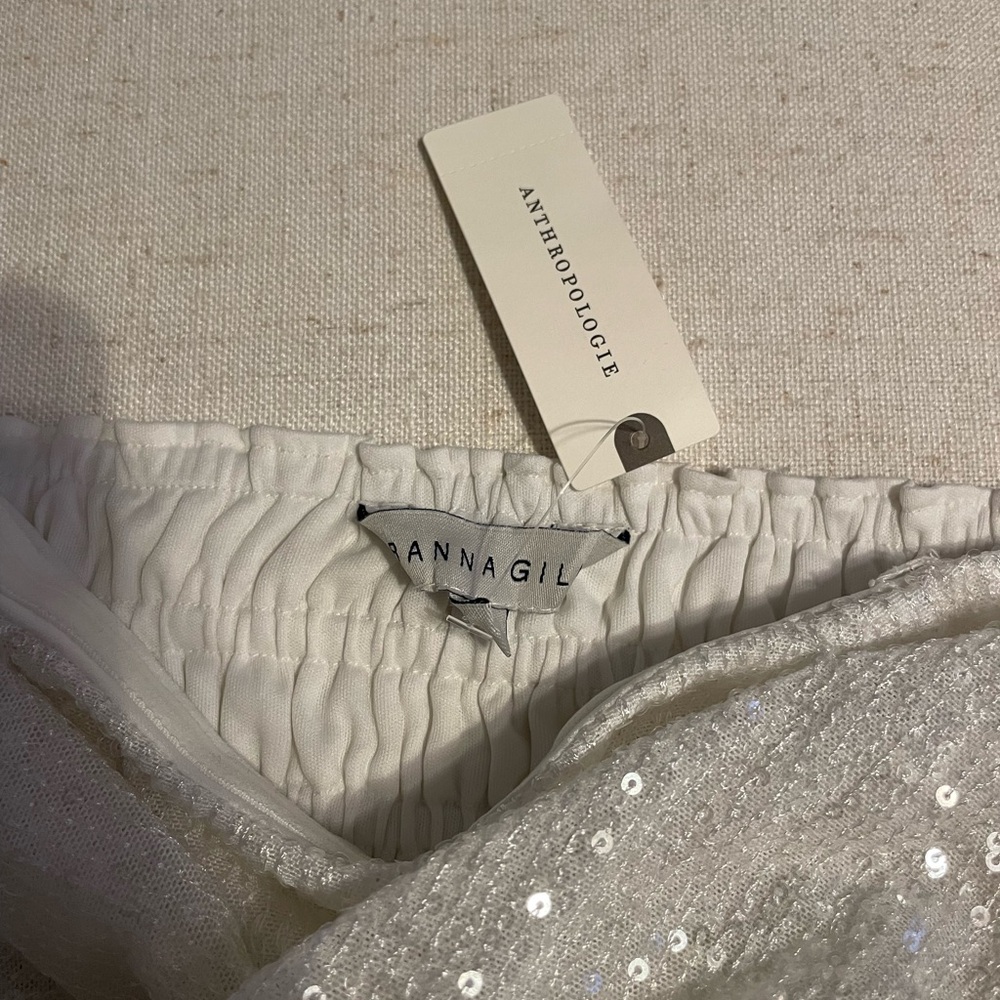 Anthropologie Ivory Sequin Skirt